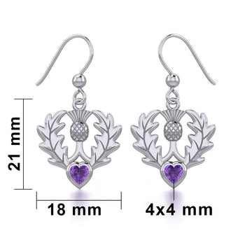Thistle Silver Earrings with Heart Gemstone TER1912 - Jewelry